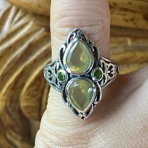 Natural Canary Opal Chrome Diopside Sterling Silver Ring Size 5
